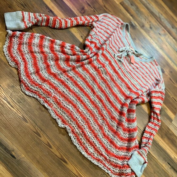 Free People orange and gray striped Sweater - Picture 2 of 2
